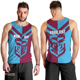 Custom NSW Blues Vs QLD Maroon Rugby Men Tank Top