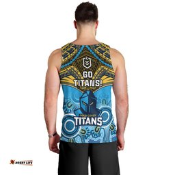 Titans Rugby Men Tank Top Aboriginal Mix Polynesian Pattern