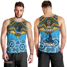Titans Rugby Men Tank Top Aboriginal Mix Polynesian Pattern