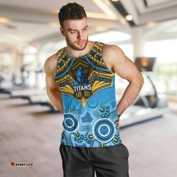 Titans Rugby Men Tank Top Aboriginal Mix Polynesian Pattern