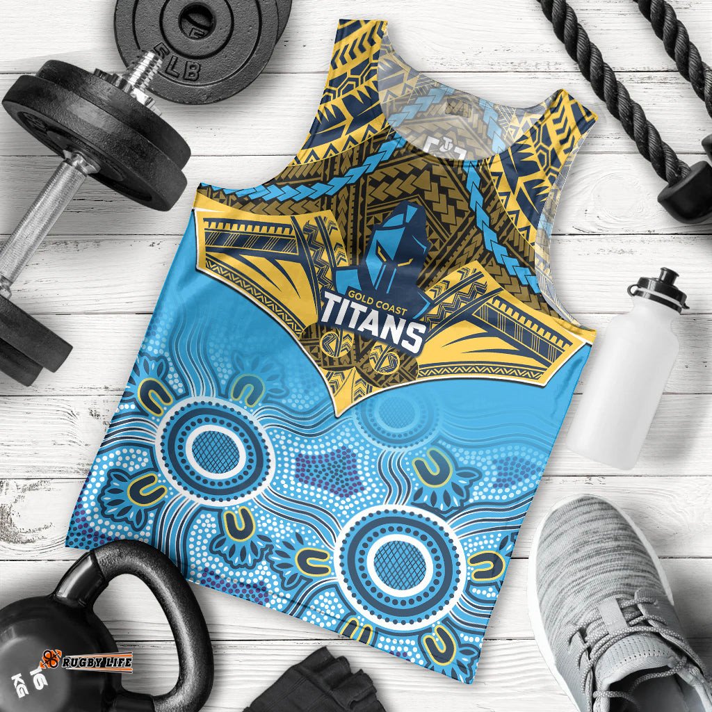 Titans Rugby Men Tank Top Aboriginal Mix Polynesian Pattern