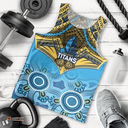 Titans Rugby Men Tank Top Aboriginal Mix Polynesian Pattern