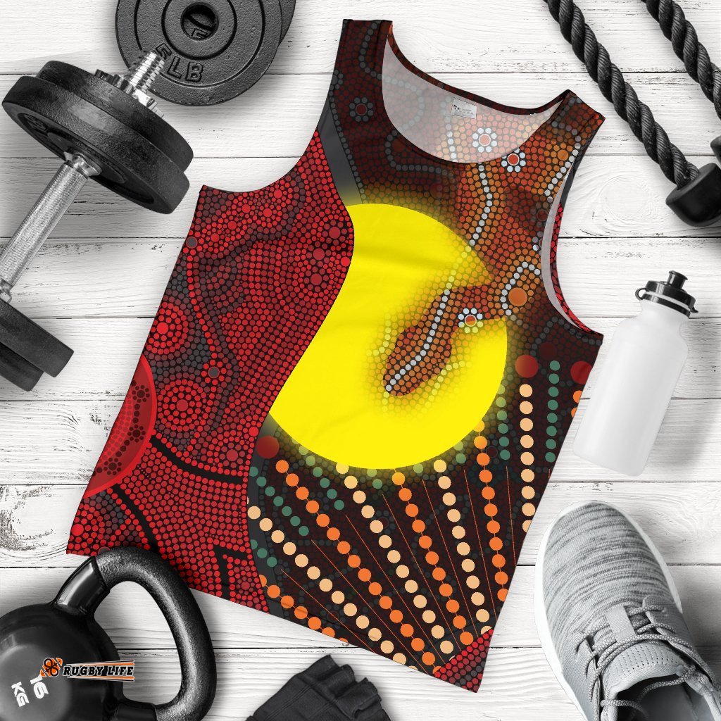 Aboriginal  Men's Tank Top - Indigenous Snake Sun Dot Painting