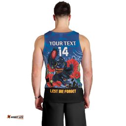Custom Crows Football ANZAC Men Tank Top Gallipoli Camouflage With Poppies