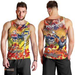 Personalised Australia Rugby Cowboys ANZAC Men Tank Top North Queensland Scratch Style