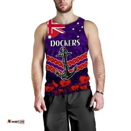 (Custom Personalised) Dockers Football ANZAC Men Tank Top Lest We Forget