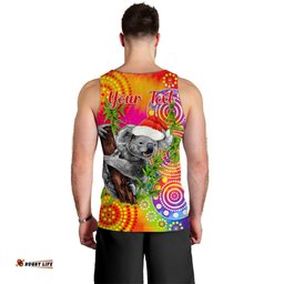 (Custom Personalised) Australia Koala Aboriginal Men Tank Top Rainbow Tie Dye Merry Christmas