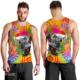 (Custom Personalised) Australia Koala Aboriginal Men Tank Top Rainbow Tie Dye Merry Christmas