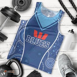 Personalised Indigenous NSW Blues Rugby Men Tank Top State Of Origin Blue Dynamic