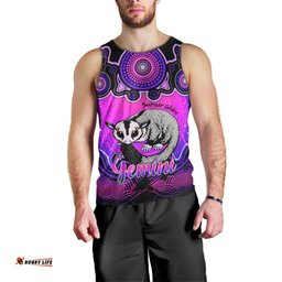 Personalised Australia Gemini Sugar Gilder Zodiac Men Tank Top Auz Astrology Aboriginal - Magenta