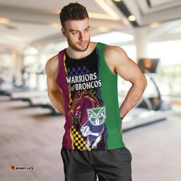 (Custom Text And Number) NRL Combine Warriors and Broncos Men Tank Top Sporty Style
