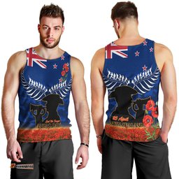 New Zealand ANZAC Day Men Tank Top 25 April Last Post Camouflage With Poppies