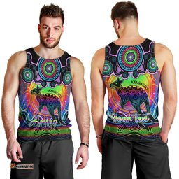 Personalised Australia Aries Kangaroo Zodiac Men Tank Top Auz Astrology Aboriginal - Rainbow