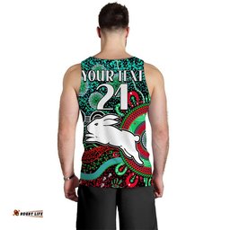 (Custom Personalised) Rabbitohs Rugby Men Tank Top Aboriginal Dots