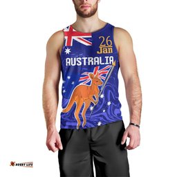 Proud To Be Australia Day Men Tank Top Kangaroo with Flag Color