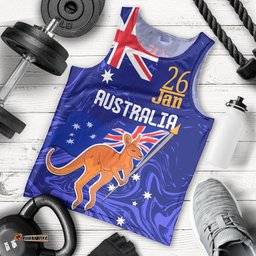 Proud To Be Australia Day Men Tank Top Kangaroo with Flag Color
