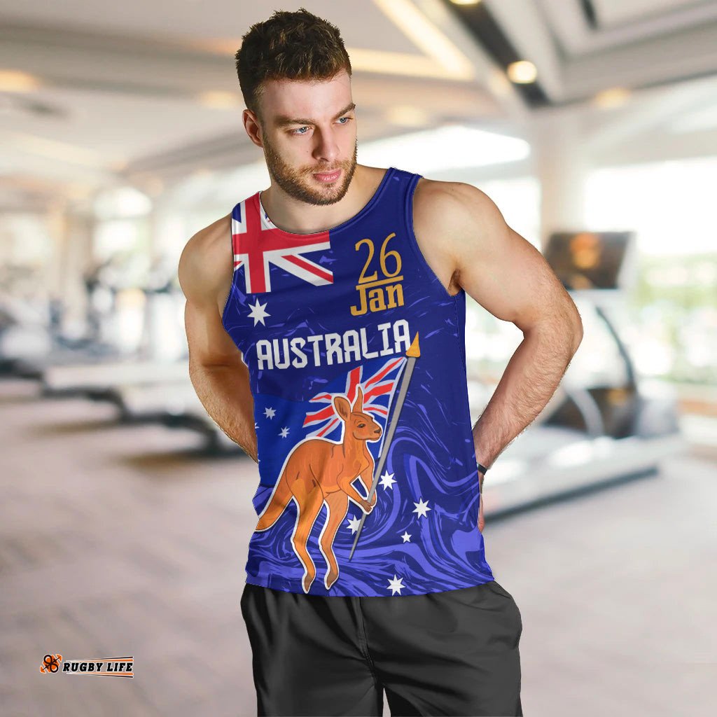 Proud To Be Australia Day Men Tank Top Kangaroo with Flag Color