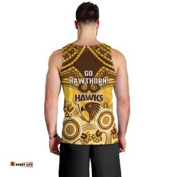 Hawthorn Football Men Tank Top Hawks Aboriginal Mix Polynesian Pattern
