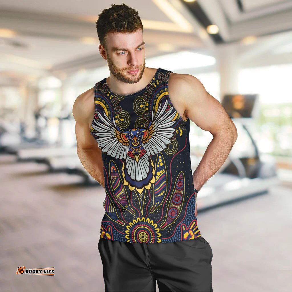 Custom Adelaide Football Men Tank Top With Crow Aboriginal Art Style