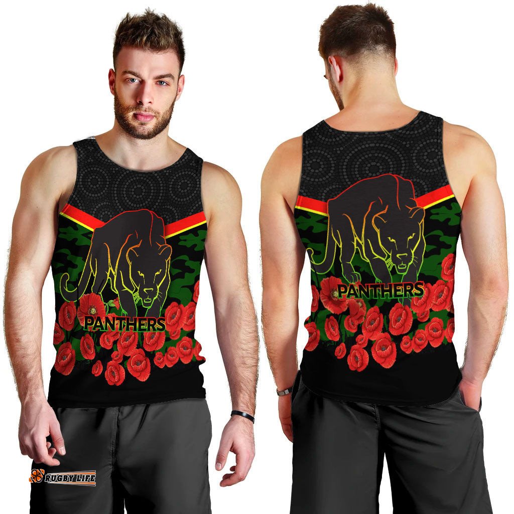 Panthers Anzac Day Men Tank Top - Indigenous Art -