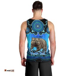 Personalised Australia Taurus Wombat Zodiac Men Tank Top Auz Astrology Aboriginal - Aqua