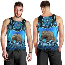 Personalised Australia Taurus Wombat Zodiac Men Tank Top Auz Astrology Aboriginal - Aqua