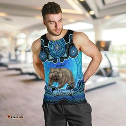 Personalised Australia Taurus Wombat Zodiac Men Tank Top Auz Astrology Aboriginal - Aqua