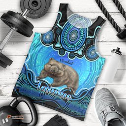 Personalised Australia Taurus Wombat Zodiac Men Tank Top Auz Astrology Aboriginal - Aqua