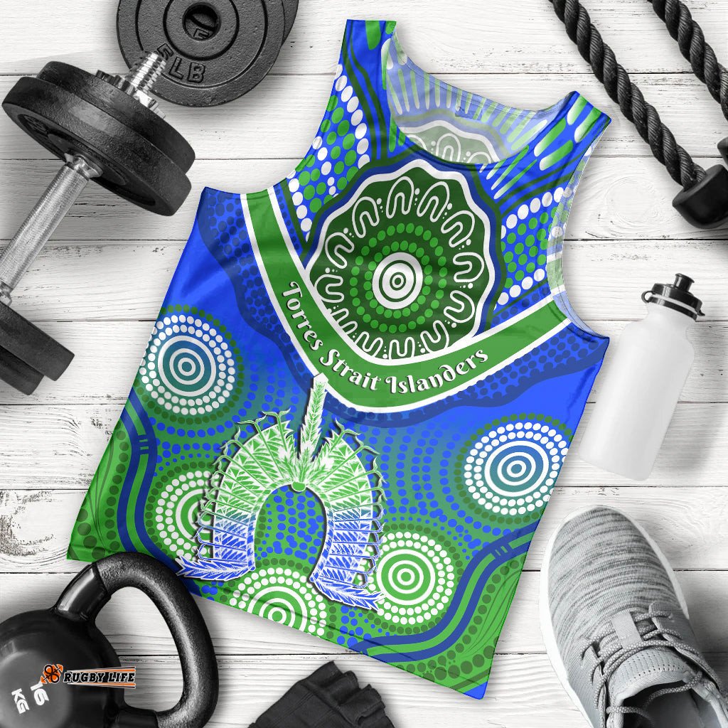 (Custom Personalised) Torres Strait Islanders Men Tank Top Dhari Australian Aboriginal Art