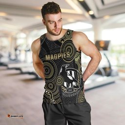 Custom AFL Collingwood Men Tank Top Indigenous Magpies Dynamic Version