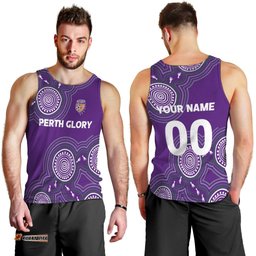 (Custom Personalised) Perth Glory Men Tank Top - Indigenous Dot Painting Art -