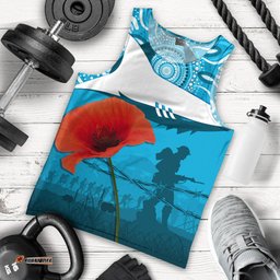 Sharkies Rugby Men Tank Top Anzac Day Barb Wire Style