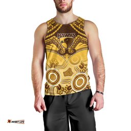 Personalised Hawthorn Football Men Tank Top Hawks Aboriginal Mix Polynesian Pattern