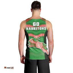 Rabbitohs Rugby Men Tank Top Souths 1908 Aboriginal Dot Painting Go Bunnies