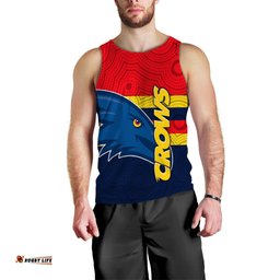 (Custom Personalised) Adelaide Crows Men Tank Top - Aboriginal Dot Painting -