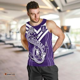 (Custom Text And Number) Dockers Football Men Tank Top Fremantle Anchor Mix Aboriginal Pattern Dynamic Style