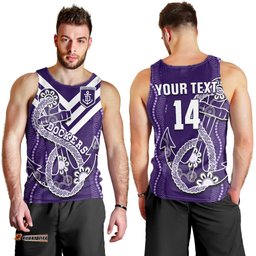 (Custom Text And Number) Dockers Football Men Tank Top Fremantle Anchor Mix Aboriginal Pattern Dynamic Style