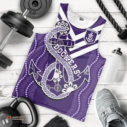 (Custom Text And Number) Dockers Football Men Tank Top Fremantle Anchor Mix Aboriginal Pattern Dynamic Style
