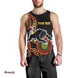 (Custom Personalised) Panthers Men Tank Top - Aboriginal Dot Painting -