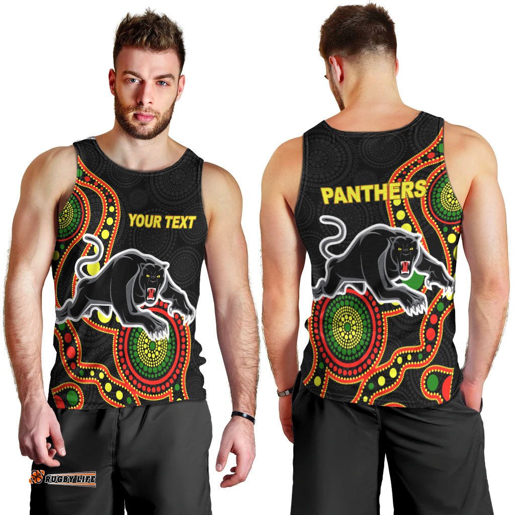 (Custom Personalised) Panthers Men Tank Top - Aboriginal Dot Painting -