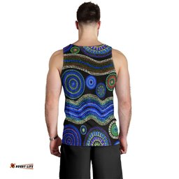 Men Tank Top - Aboriginal Dot Unique Style Blue