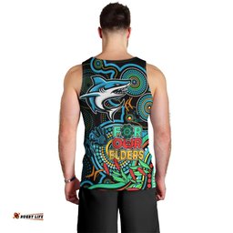 Sharks Rugby Aboriginal Art Men Tank Top NAIDOC Indigenous Tribal