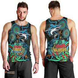 Sharks Rugby Aboriginal Art Men Tank Top NAIDOC Indigenous Tribal