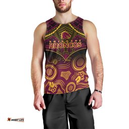 Personalised Brisbane Rugby Men Tank Top Brisbane 1987 Aboriginal Mix Polynesian Pattern