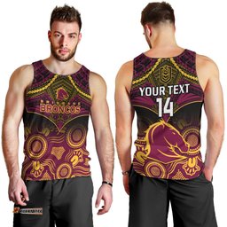 Personalised Brisbane Rugby Men Tank Top Brisbane 1987 Aboriginal Mix Polynesian Pattern