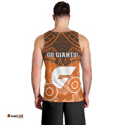 Giants Football Men Tank Top GWS Aboriginal Mix Polynesian Pattern