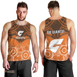 Giants Football Men Tank Top GWS Aboriginal Mix Polynesian Pattern