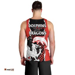 NRL Combine Dolphins and Dragons Men Tank Top Sporty Style