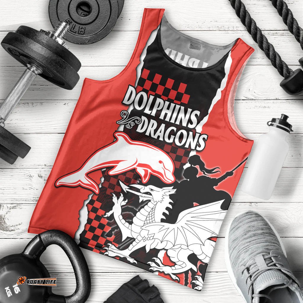 NRL Combine Dolphins and Dragons Men Tank Top Sporty Style