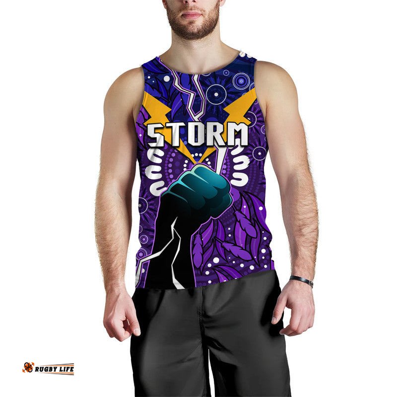 (Custom Personalised) Storm Rugby Men Tank Top Indigenous With Thunder Go Storm
